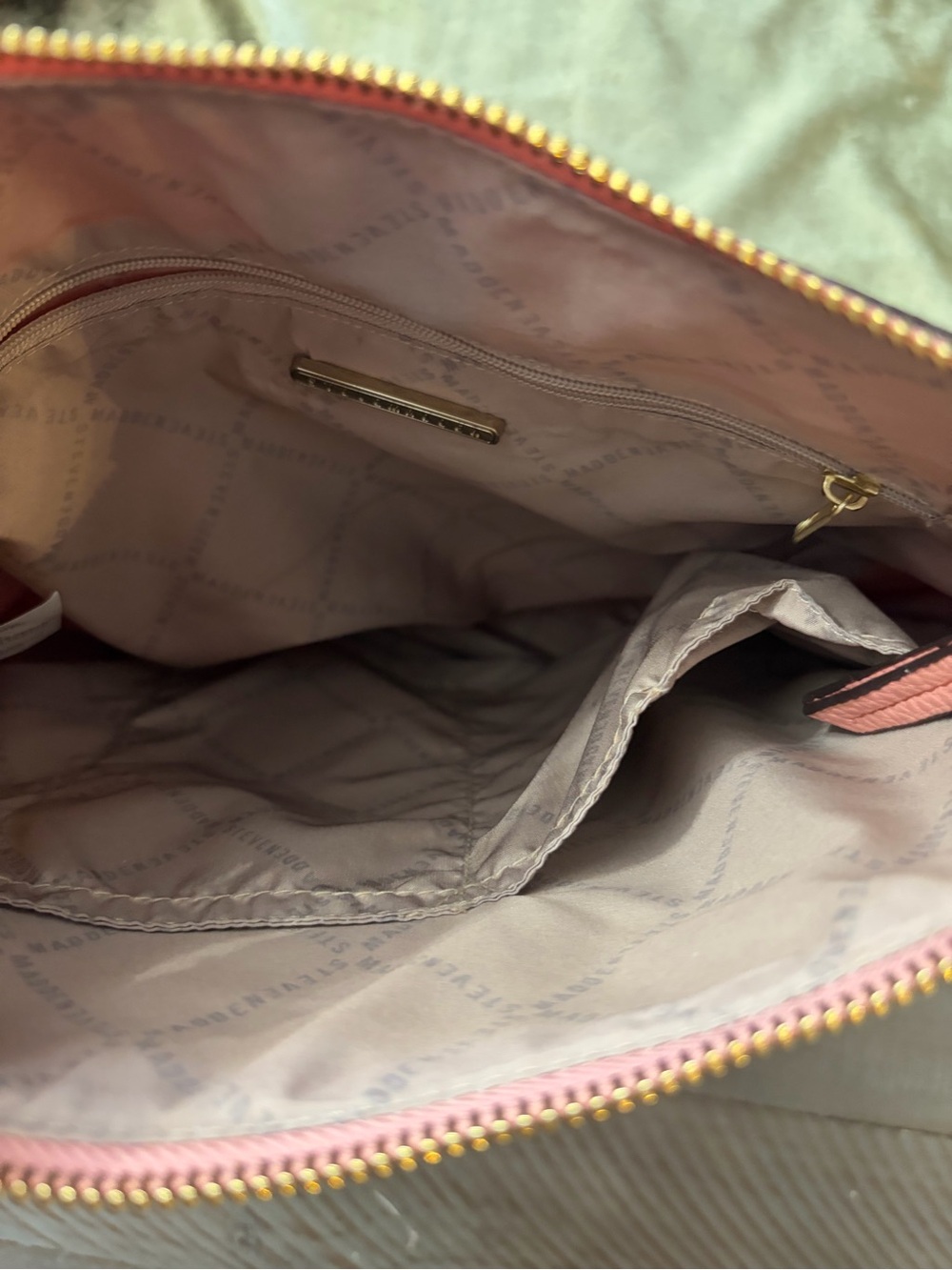 Steve Madden Coral Pink Pebbled Leather Crossbody with Floral Scarf - Picture 4 of 13